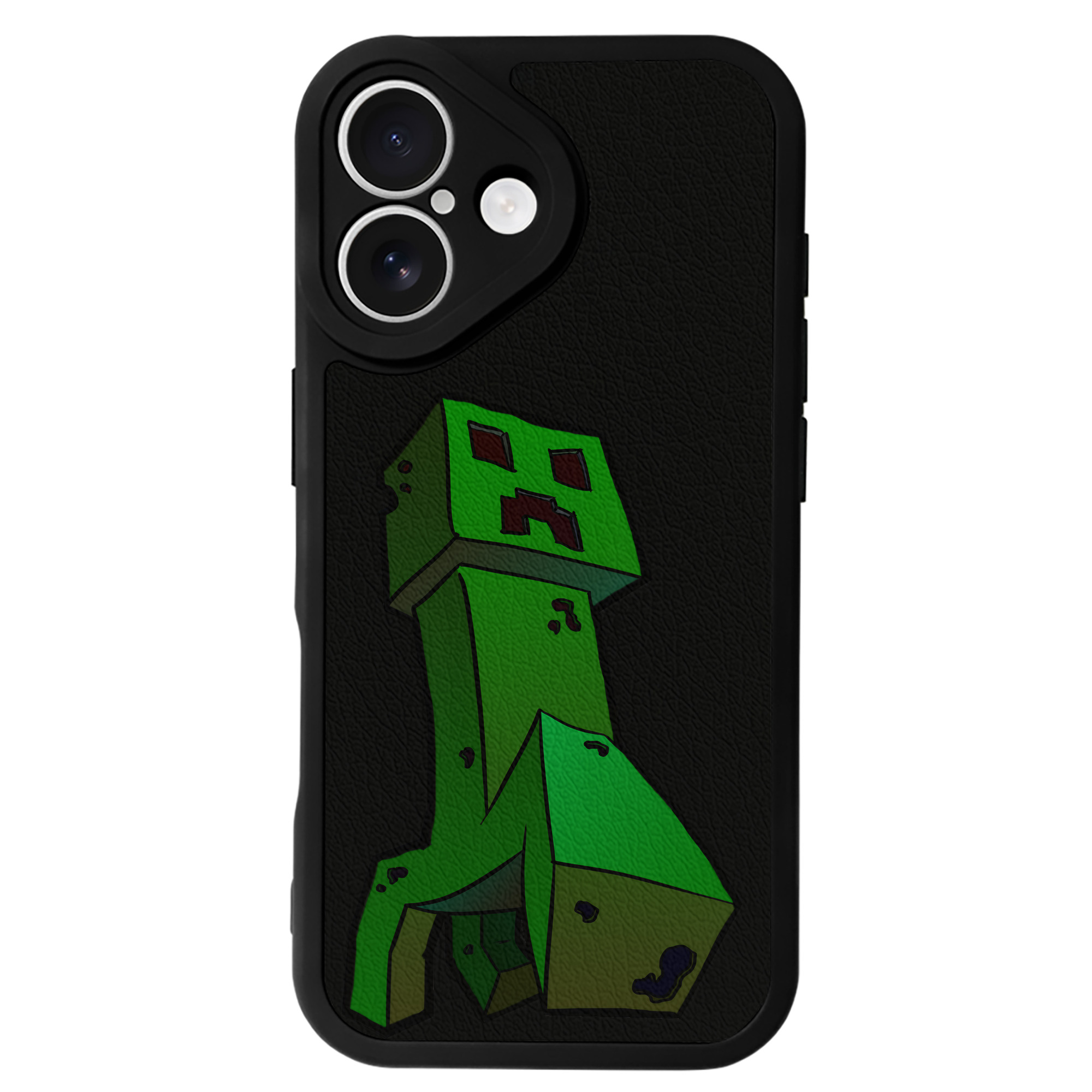 （画像用） マインクラフト ブロックの世界 Minecraft MC Block world 【iPhone 16シリーズ対応】シリコンスマホケース（レザー調） 材質：シリコン